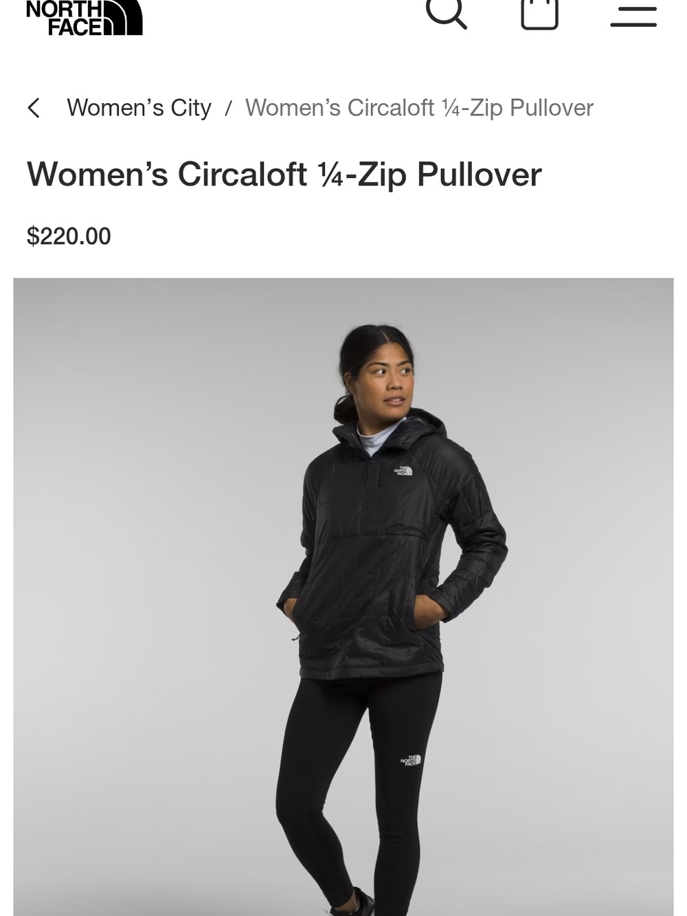 The North Face Women's Circaloft 1/4-Zip Pullover - Black Sz XS